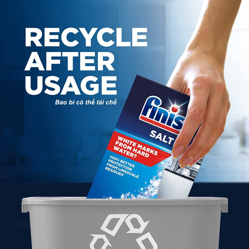 Combo trợ xả Finish tiết kiệm: Muối Finish 1,2kg (làm mềm nước) + Nước làm bóng Finish 800ml (hỗ trợ khô và làm bóng thủy tinh).